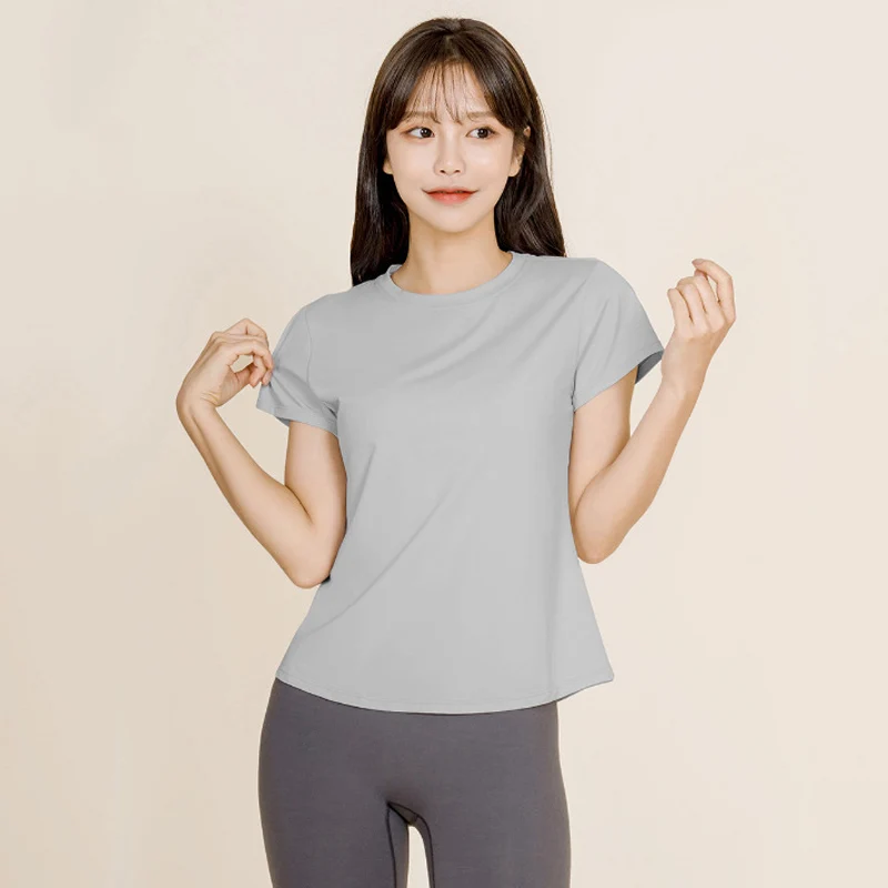 

Short Sleeve Running Yoga Tops Pure Color Fitness T-shirts Running Tops Fitness Tops Outdoor Yoga Clothes Women Sports T-shirts