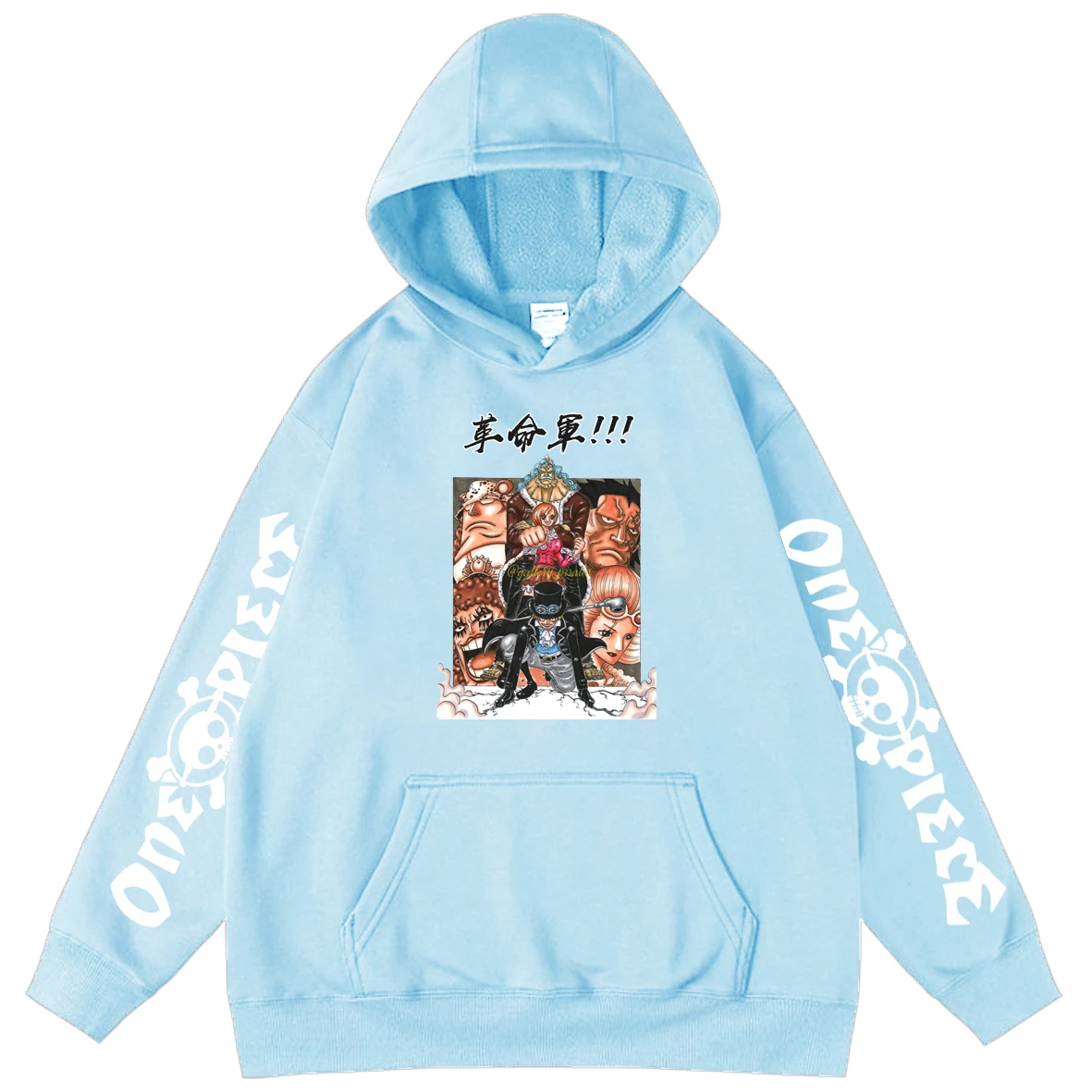 

One Piece Boy Fleece Oversized Sweatshirts Cool Men's Pullover Popular Anime Teens Hoodies Street Hooded Loose Long Sleeve Top