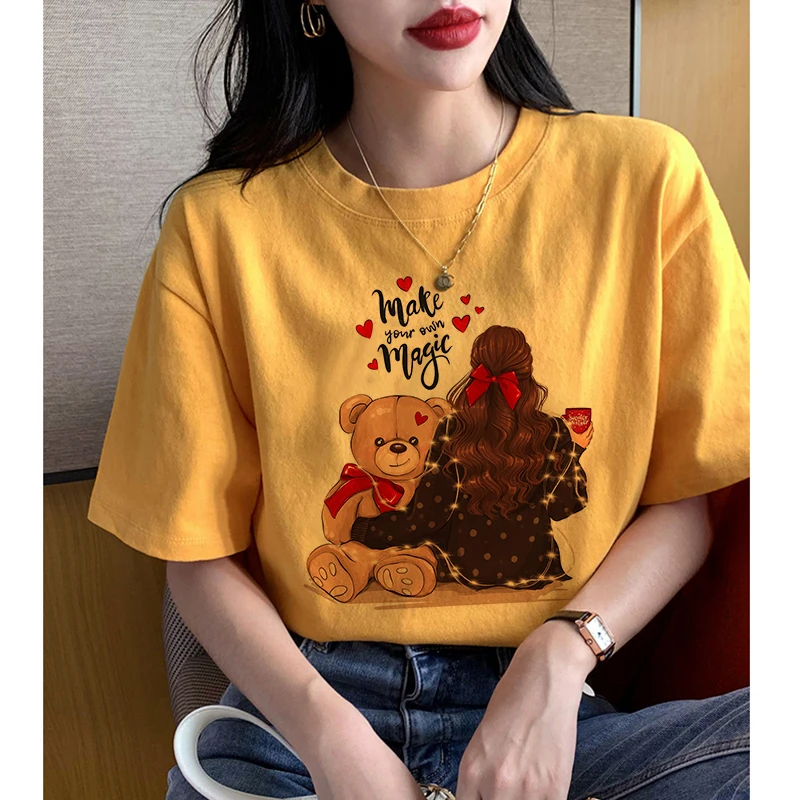 

Korean Clothing Fashion Oversized T Shirt Women Summer New Hot Vouge Kawaii Camisetas De Mujer Leisure Make Your Own Magic Tops
