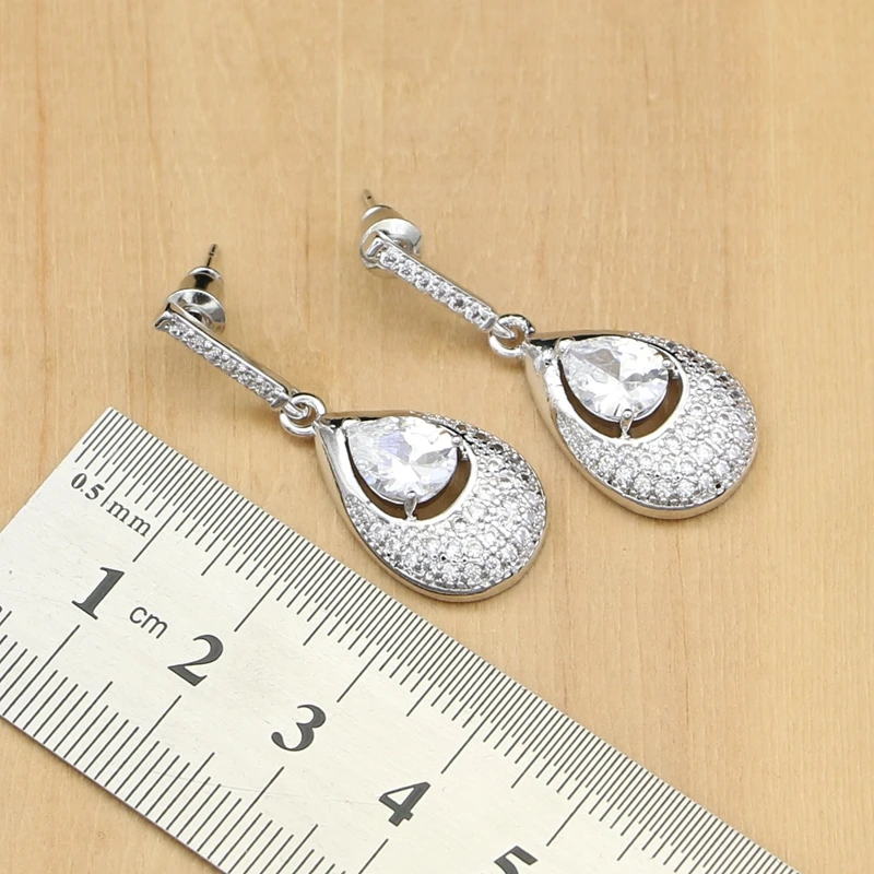 Ювелирные изделия для невесты из натурального серебра 925 пробы с белым фианитом