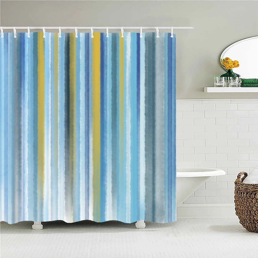 

Scandinavian Style Colorful Stripes Fantasy Geometry Simple Shower Curtain Bathroom Layout Home Decoration