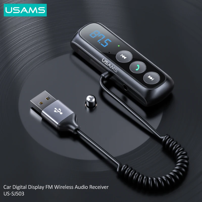 

USAMS Car BT5.0 FM Transmitter Modulator Digital Display Audio Aux Receiver Car Handsfree Wireless Adapter Radio MP3 Player