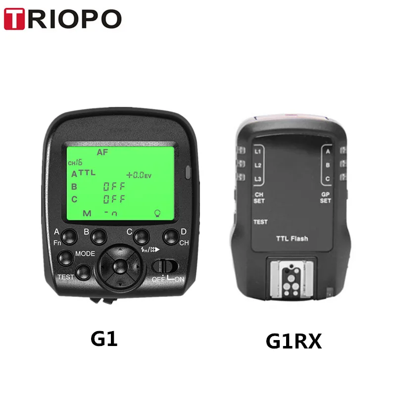 TRIOPO G1/G1RX двойной беспроводной триггер TTL с широкоформатным ЖК дисплеем 1/8000s HSS 2 4G