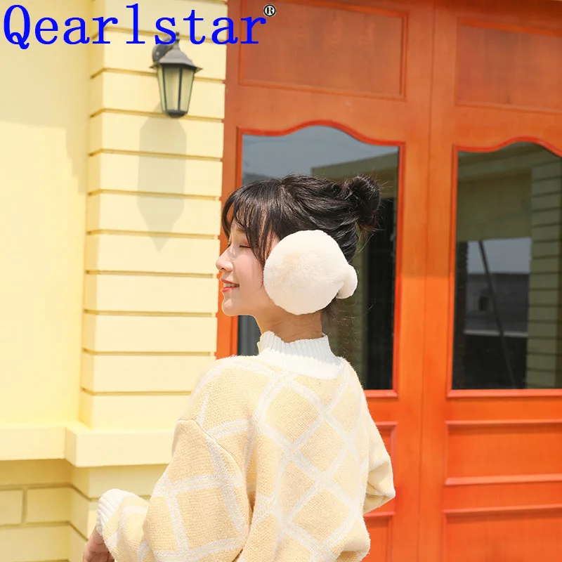 Qearlstar теплые наушники с искусственным кроличьим мехом для женщин, мужчин, детей, девочек и мальчиков, теплый чехол для ушей, милые аксессуары, чехол для ушей DW38