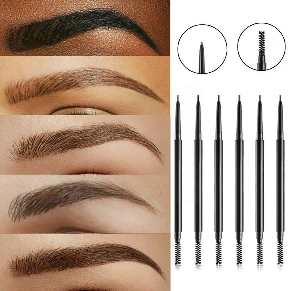 

1pcs 2in1 Double Headed Eyebrow Pencil Waterproof Long No Blooming Makeup Lasting Eye Pen Brow 1.5mm Tint Black Natural Pen N6c4