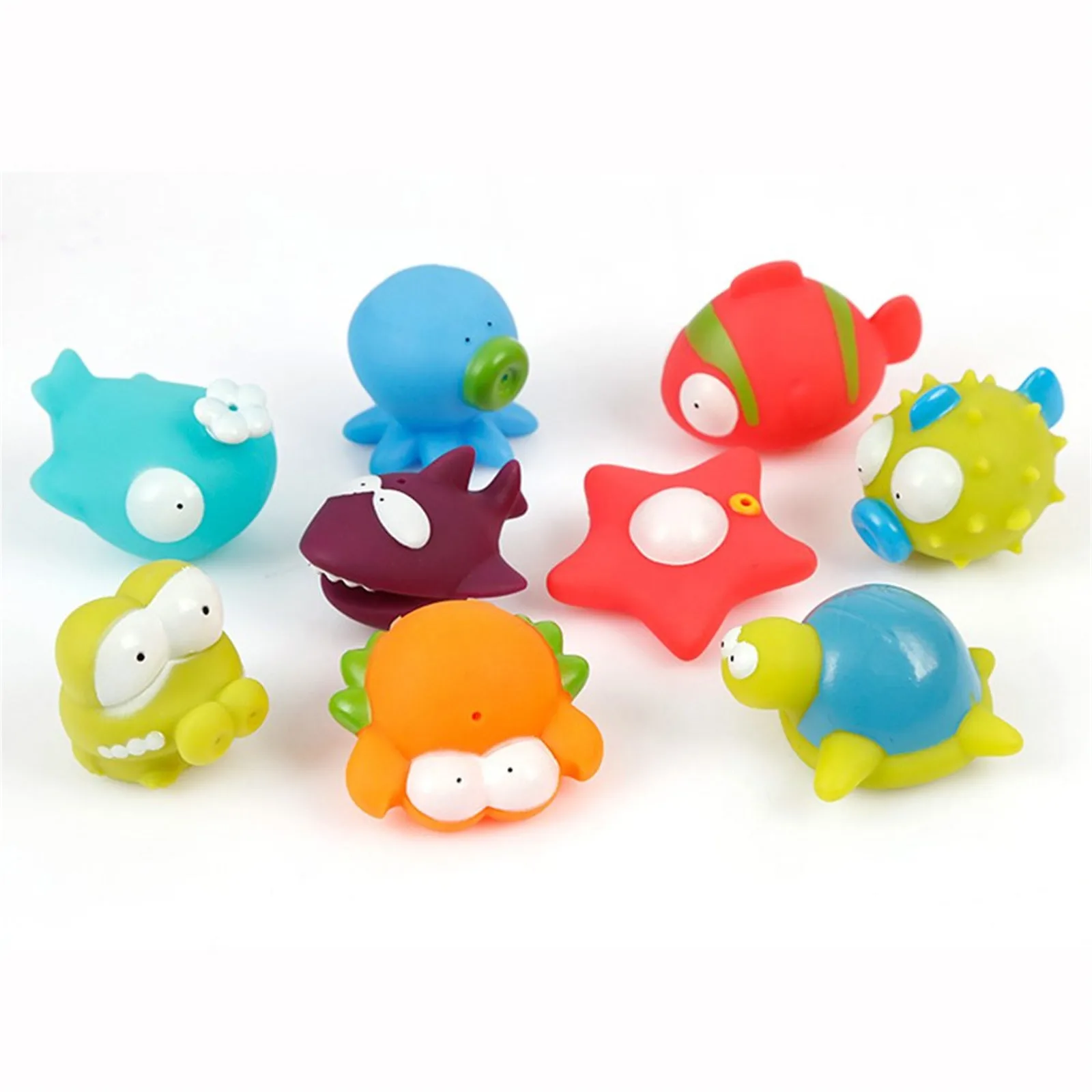 

13 Pcs Cute Animals Swimming Water Toys Colorful Soft Rubber Float Squeeze Sound Squeaky Bathing Toy For Baby Bath Toys 1 Set