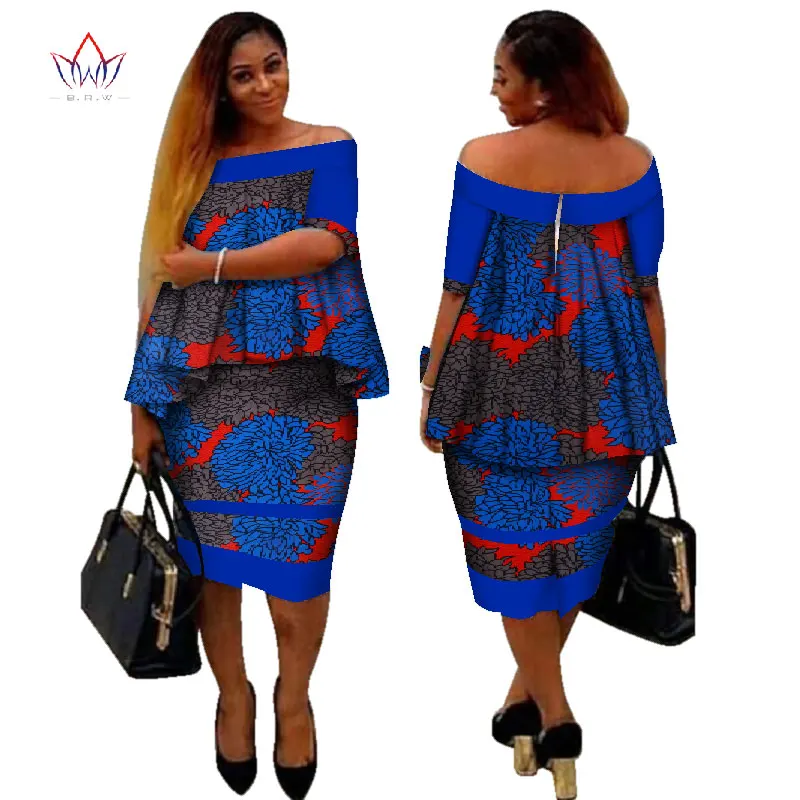 19 Африканский dashiki печати Женская одежда Двойка Топы корректирующие и Для тела кукурузы юбка Дизайн Мода г. плюс Размеры bintarealwax WY2890 - Цвет: 19