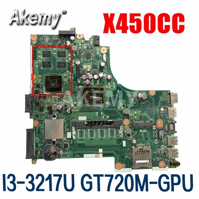 

Akemy X450CC MAIN_BD._ laptop motherboard For Asus X450CC X450C A450C X452C X450VP X450CP mainboard W/ 0GB/ I3-3217U GT720M-GPU