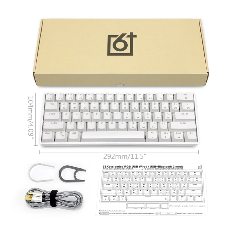 

GK61 Hot Swappable Portable RGB Backlit Gaming Mechanical Keyboard Gateron key