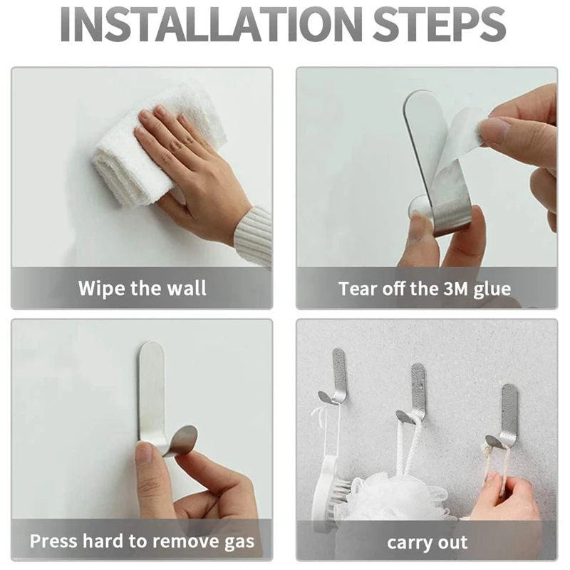 

20PCS Adhesive Hooks,Metal Adhesive Wall Hooks,Robe Towel Hooks,Ultra Strong Waterproof Sticky Wall Hangers for Hanging