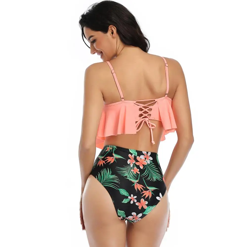 

New Arrivals Ruffle Bikini Set 2020 Swimsuit Women 2 Pieces High Waist Bikini Push Up Plus Size Swimwear XXL Print Bathing Suit