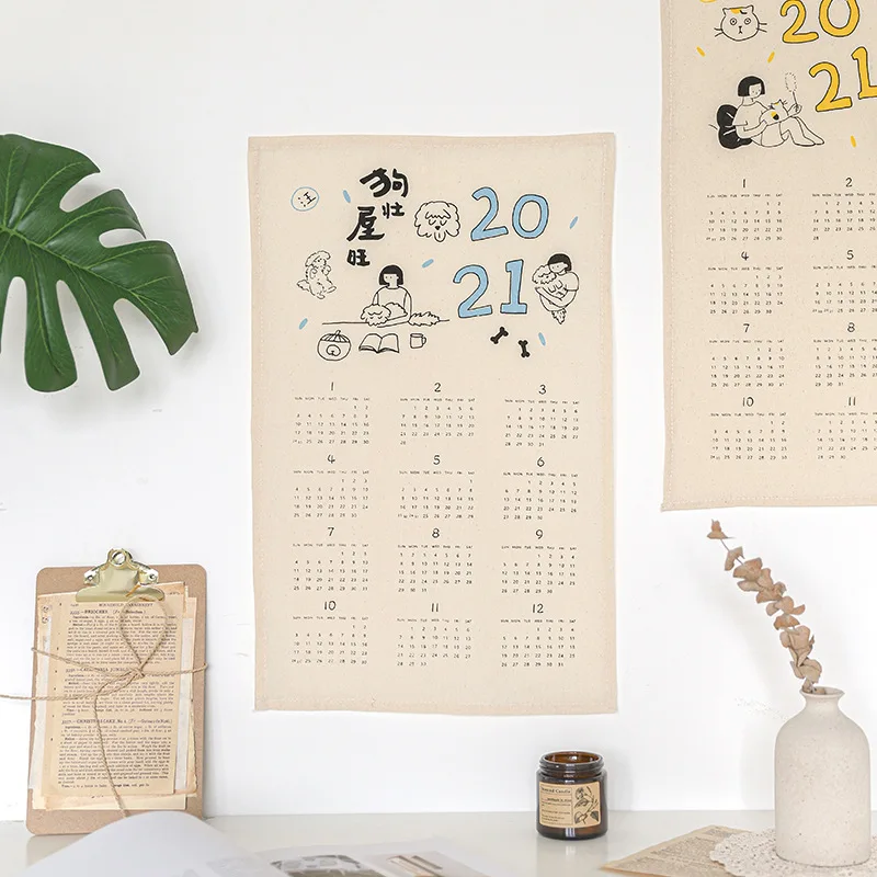 Новинка 2021 тканевый календарь с мультяшными собаками и друзьями настенное