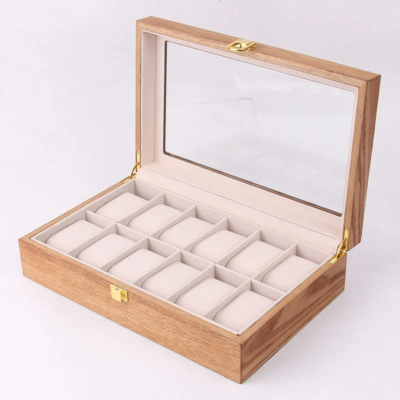 

Storage Watch Box Luxury Carbon Fiber Case Retro Casket Wooden Display Box Watches For Men Organizer 10 Seats Collection Cabinet