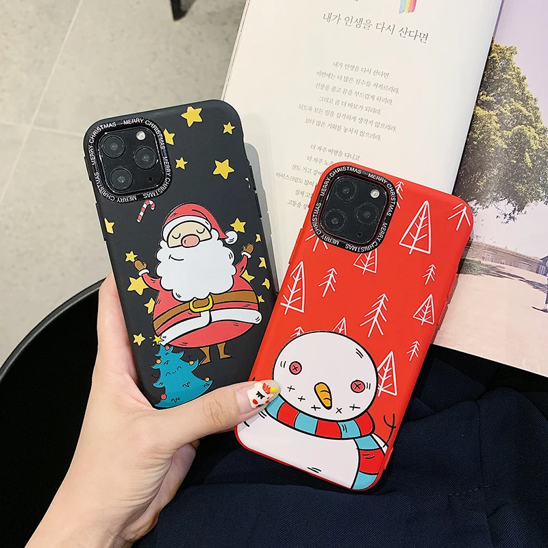 Чехол для телефона с рождественским рисунком iPhone X XR 11 Pro XS Max 8 7 6S 6 Plus чехол Санта