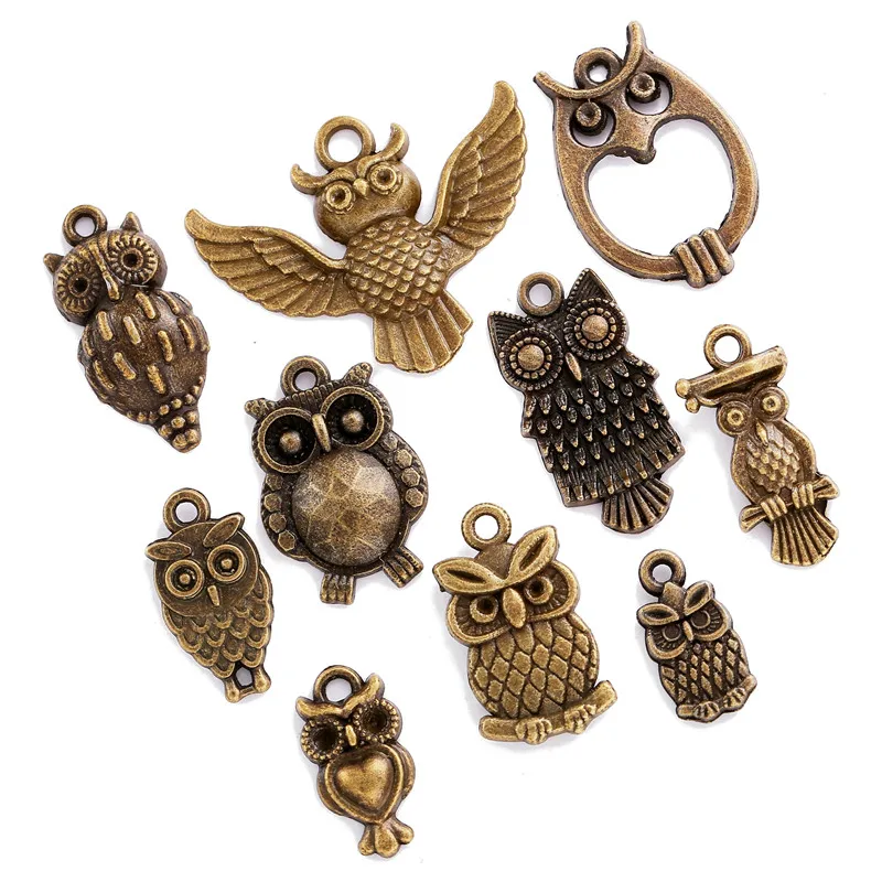 

10 pcs Mix sale vintage metal owl tibetan silver diy Charms Fit Pendants & Necklace Jewelry making U061-2