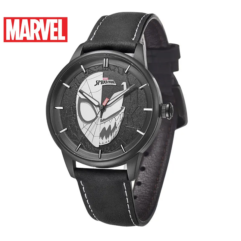Оригинальные мужские часы Marvel люксовый бренд мужские спортивные часы Человек-паук Кварцевые наручные часы с кожаным ремешком часы 50 м водонепроницаемые