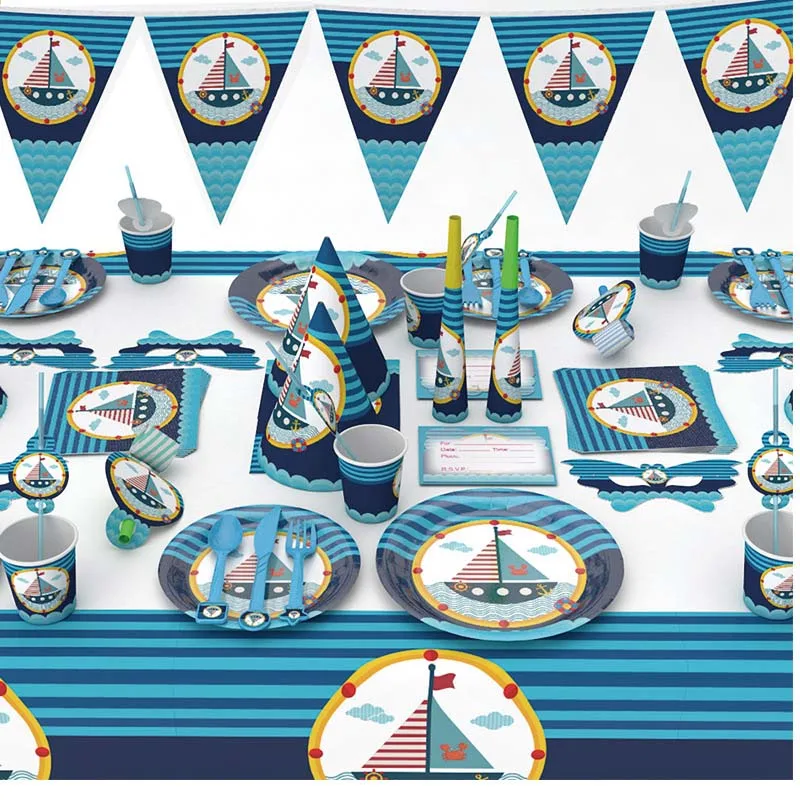 Одноразовая посуда на тему океана корабль аксессуары для свадебной вечеринки