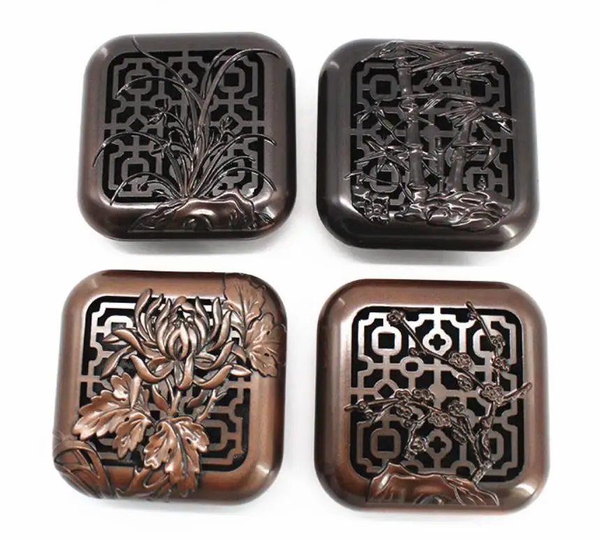 

Мини-коробка для благовоний из сплава, спираль, горелка для благовоний, цветок сливы, Бамбуковая Хризантема, 4 джентльмена, дзен, сандаловое ...