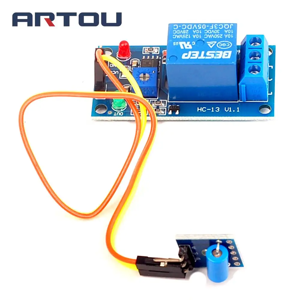 5PCS 1 Channel 5V Relay Module Vibration Sensor Alarm Trigger for Household Appliance Control | Электронные компоненты и