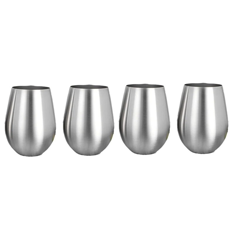 

4 шт. Нержавеющая сталь Stemless бокалы для вина Кухня бар небьющиеся металлические кофейные чашки, на вынос бумажные кофейные чашки для внутре...