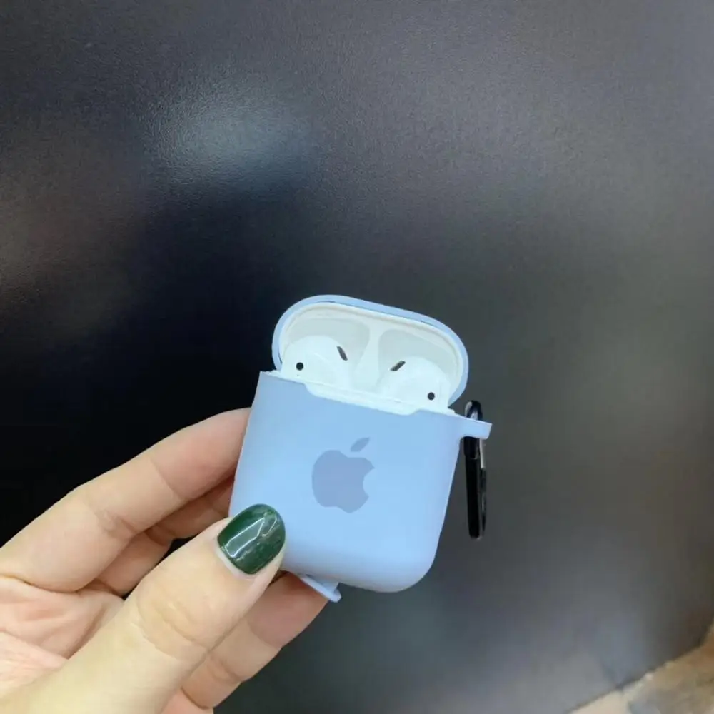 Чехол для Apple AirPods 2 1, чехол для наушников, аксессуары, мягкий чехол с милым логотипом, яркий цвет, чехол с крючками - Цвет: 10