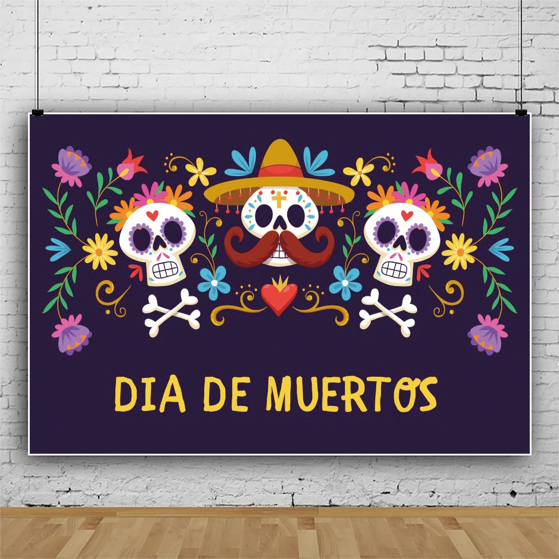 Laeacco День мертвых фестиваль вечерние Фото фоны Скелет цветок семейная фотосессия