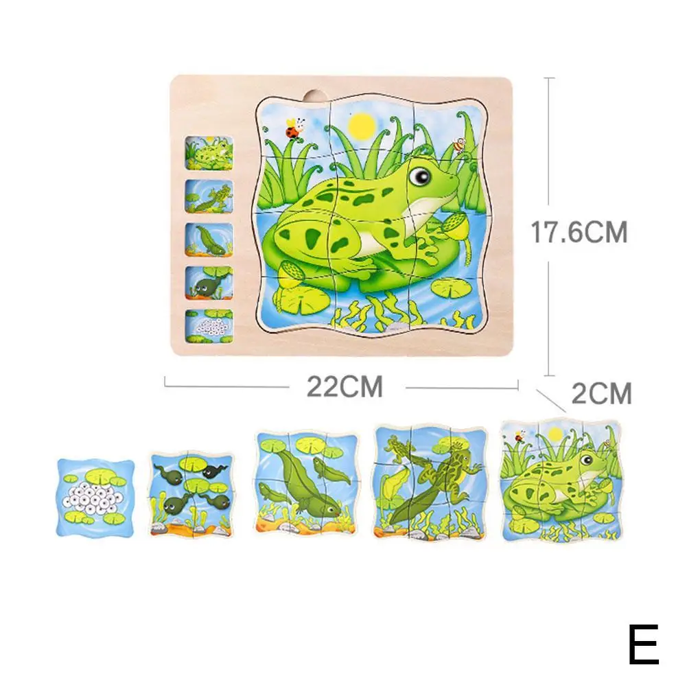 

Baby Wooden Body Cognition Multi-Layer Tructure Puzzles Cartoon Animal Intelligence Jigsaw Puzzle Kids Learning Educational Toys