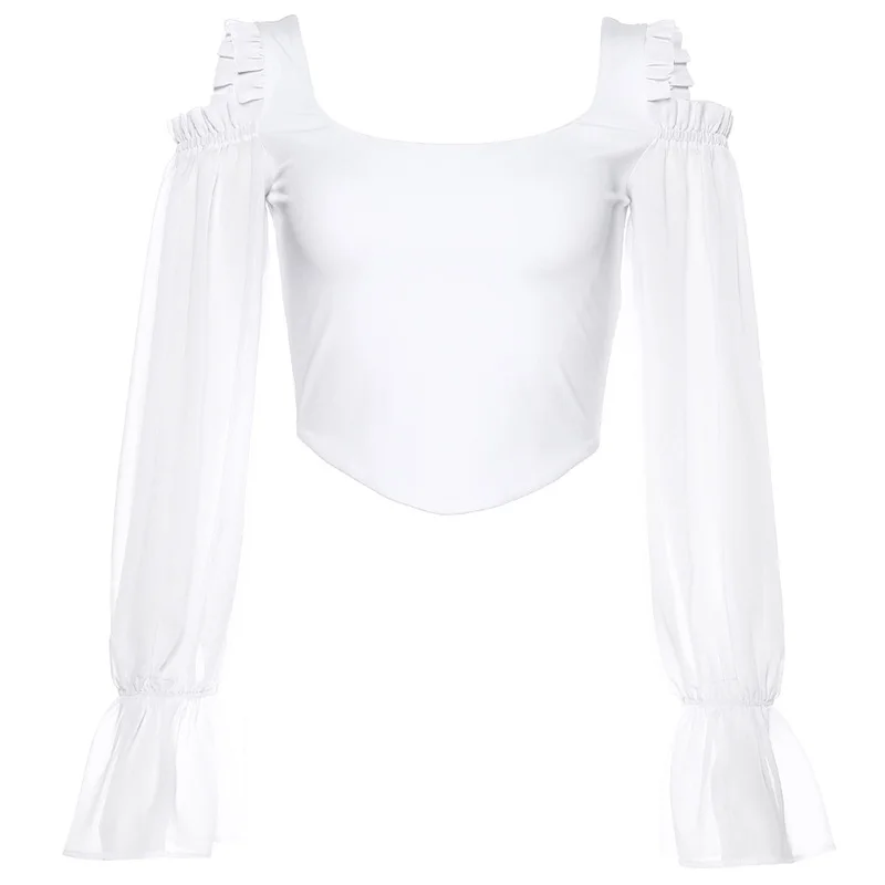 Осенняя женская блуза женские белые блузки сексуальная однотонная блузка с