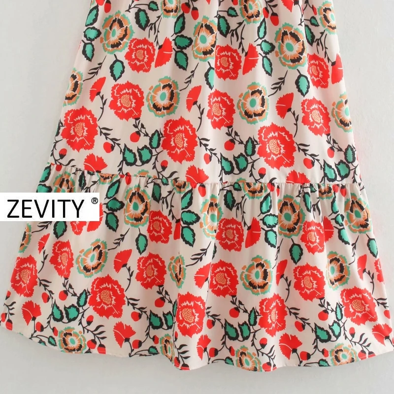 Zevity для женщин в винтажном стиле с цветочным принтом плиссированное платье