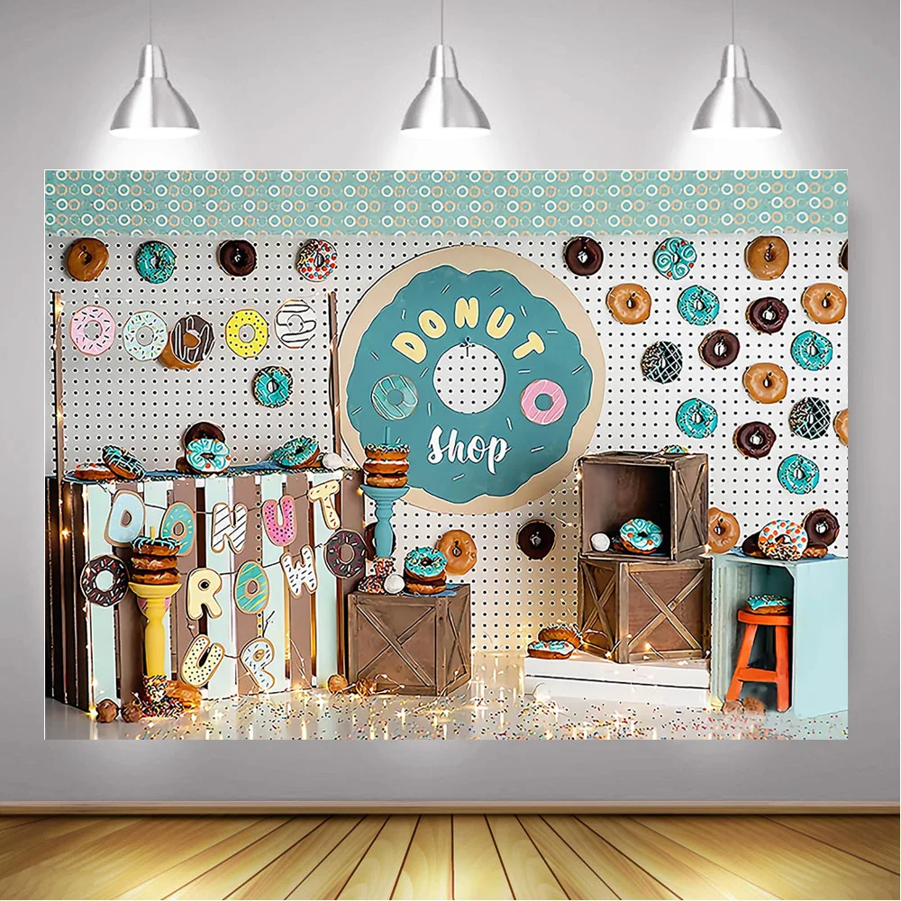 Donuts Wall Newborn Children Birthday Art Photography Backdrop Sweet Shop Baby Portrait Background Photo Studio Photocall | Электроника