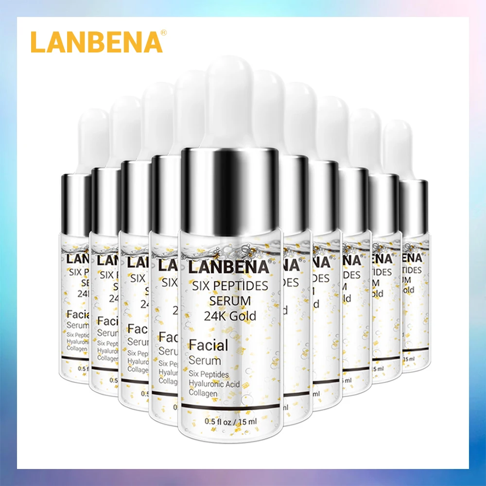 LANBENA 24K Gold Six сыворотка с пептидами крем для лица антивозрастной подтяжка морщин для укрепления, отбеливания, увлажнения лечение акне 10 шт