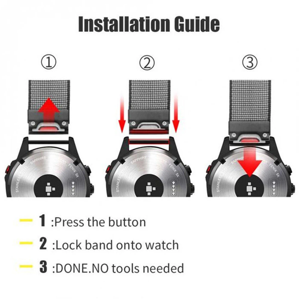 

For Garmin fenix5X/fenix3/fenix5X plus/fenix3 HR/Descent Mk1/quatix3/fenix3Sapphire Nylon Watch Band Wristband 26mm Strap Belt