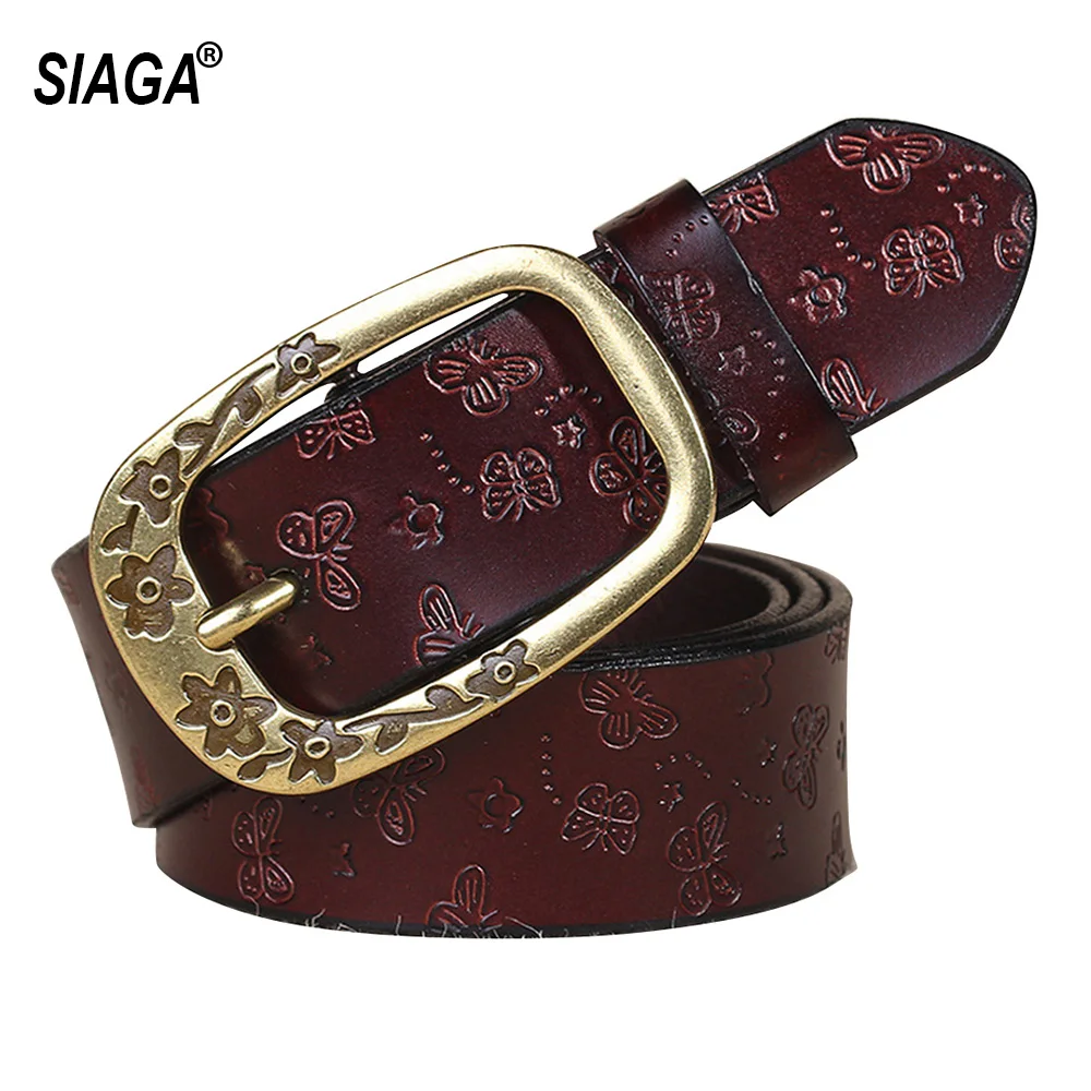 Ремень женский из натуральной воловьей кожи с пряжкой-иглой | Аксессуары для