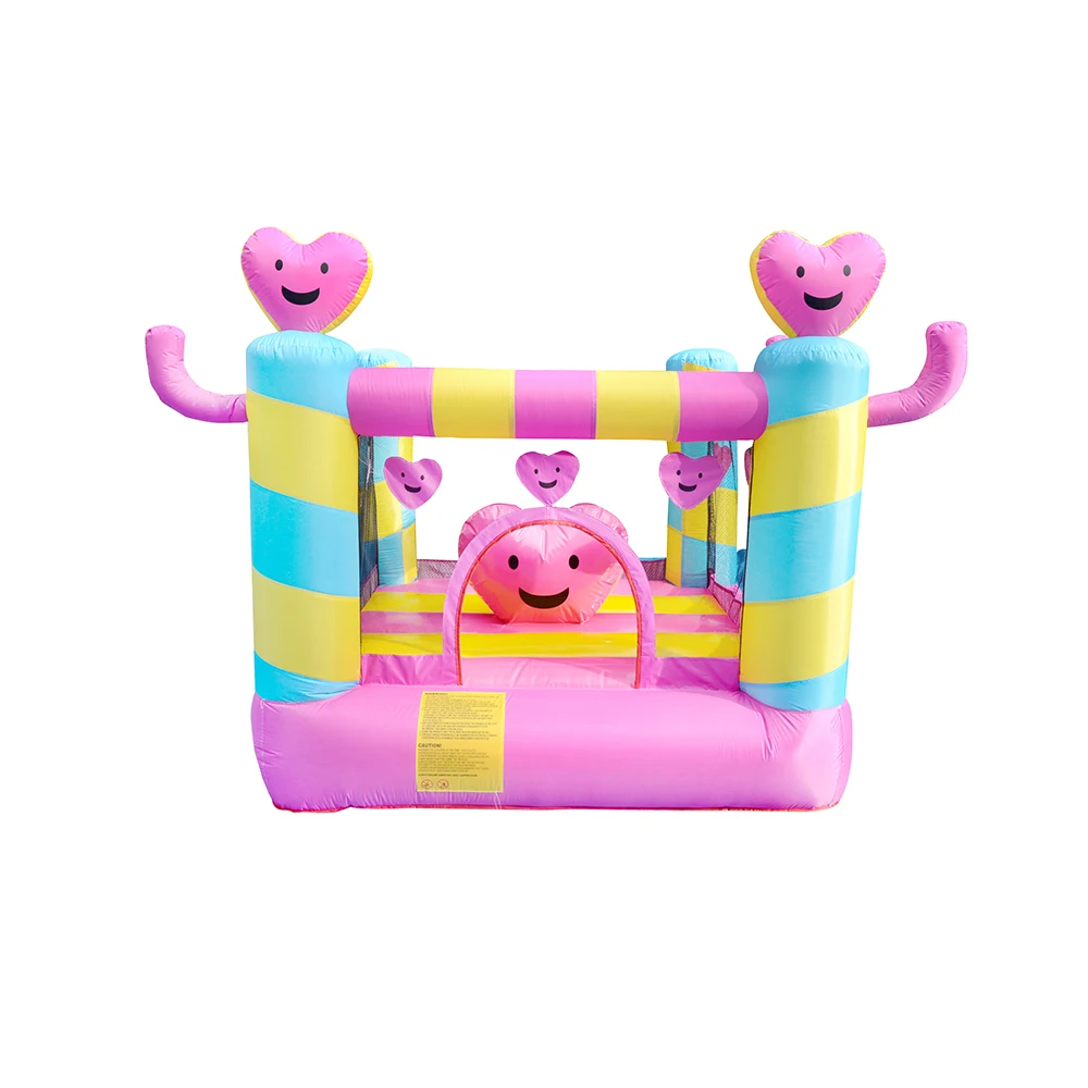 

Kids Play Playground Trampoline Backyard Jump Bouncing Mini Heart Inflatable Bouncy Small Bounce House Pink Love Castle for Girl