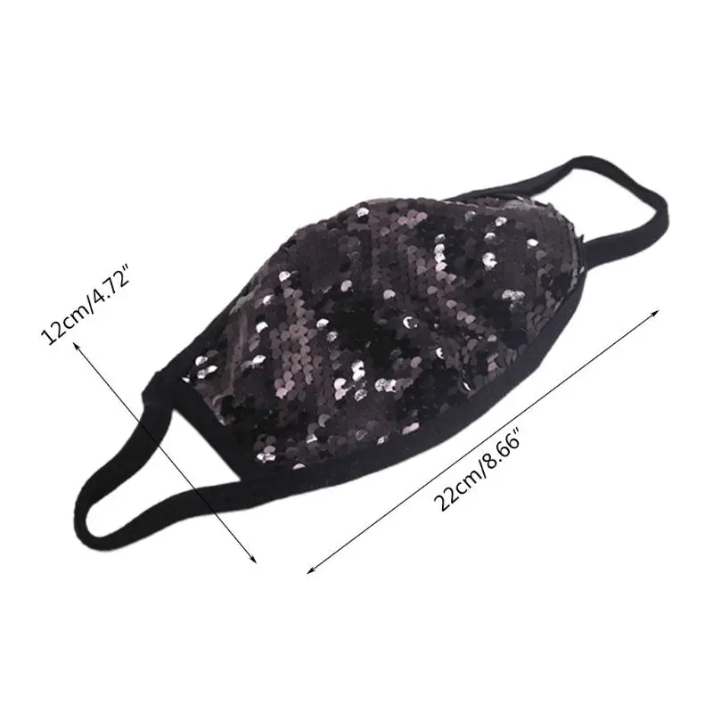 

Summer Ice Silk Sunscreen Mouth Mask Shiny Sequins Washable Party Face Cover N1HE