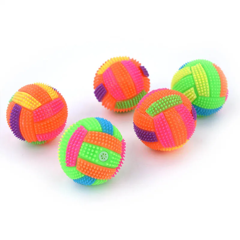 Flashing Light Up Color Durable 1 PC LED Sound Bouncy Balls Volleyball Shape Pet Products Funny Toy Hedgehog Ball Diam 6cm | Дом и сад