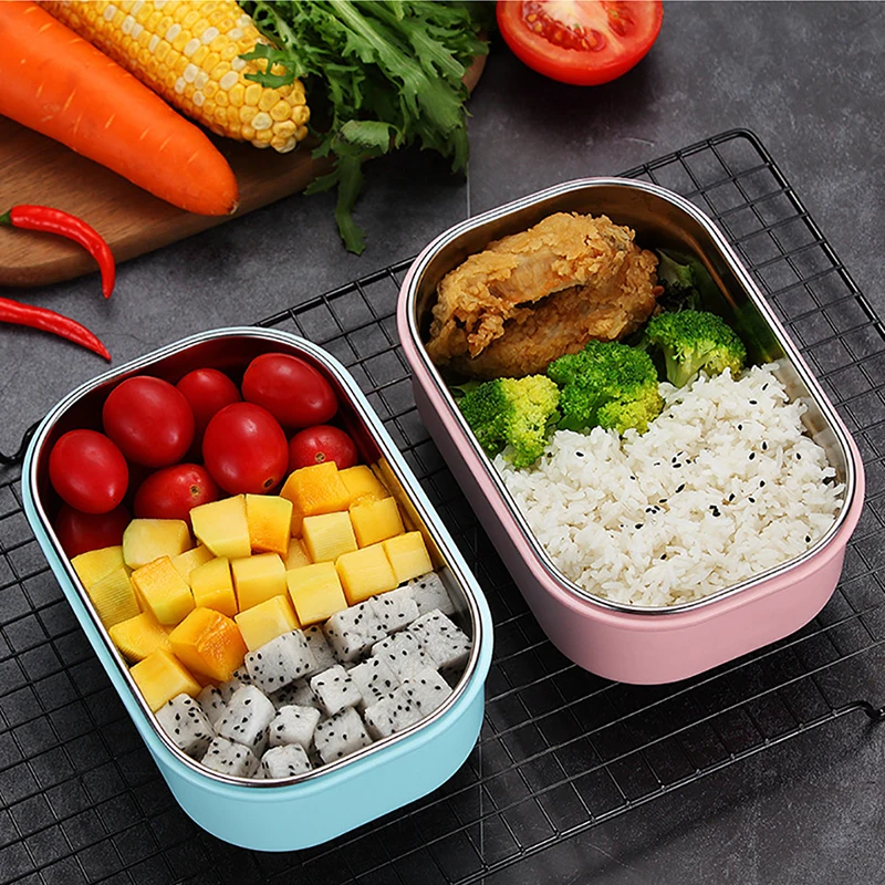ONEUP переносная коробка для ланча 304 из нержавеющей стали Bento коробка Герметичный пищевой контейнер для пикника школы милый силиконовый японский изолированный
