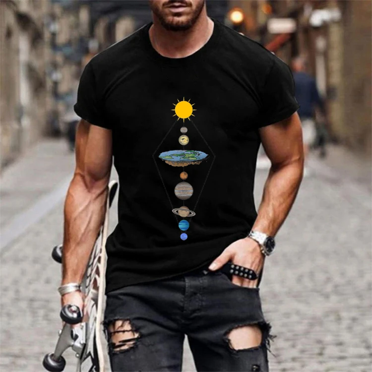 

2021 Brand Tshirt Men Short Sleeve O-neck Men Hip Hop T Shirt Planet Colour Classic Print Tshirt Men Brand Hip Hop Tshirt Summer