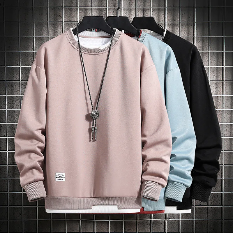 

Casual Sweatshirts Hoodie Men Youth Trend Fake Two-piece Casual Sports Long-sleeved Shirt O-Neck Fashion Harajuku Style