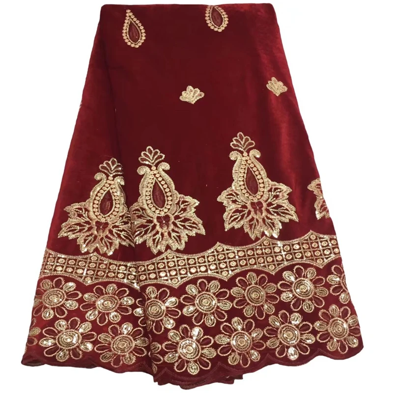 

Velvet lace fabric Wine african lace fabric 2021 high quality Velvet Lace With Sequins