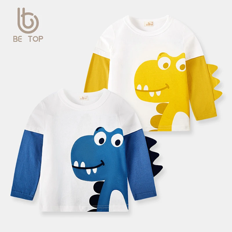 

2022 Baby Clothes Boy 3d Print Cartoon Anime Dinosaur Long Sleeve T Shirt Winter Children Basic Cotton Oversized Fashion Top Tee