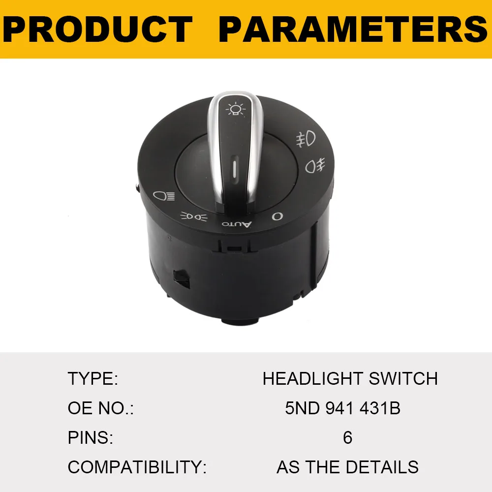 Хромированный переключатель автомобильных фар Dasbecan противотуманная фара для VW