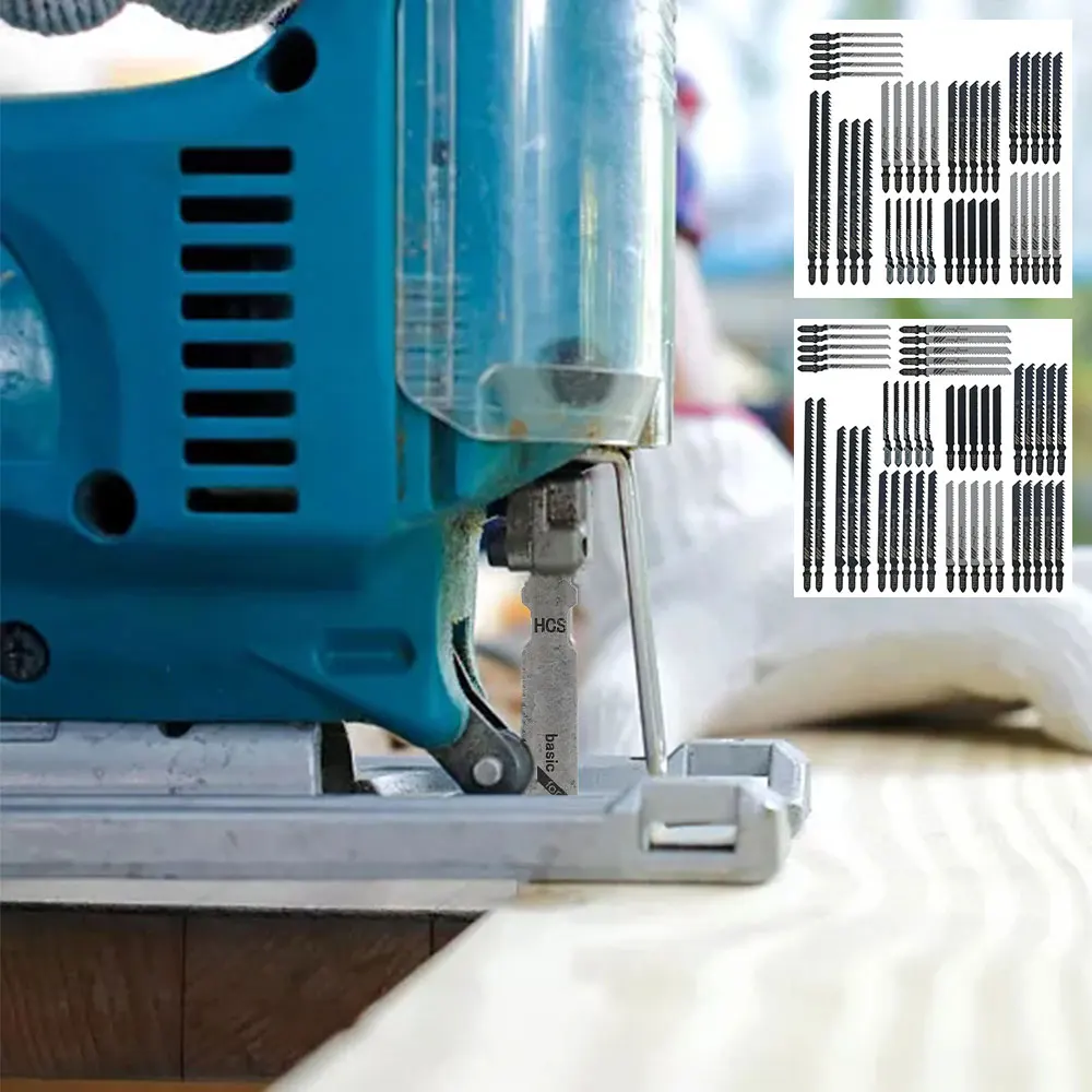 

40/45Pcs Jigsaw Blade Set T-Shank Jigsaw Blade HCS Assorted Jigsaw Blades Power Tool Accessories For Wood Plastic Metal Cutting