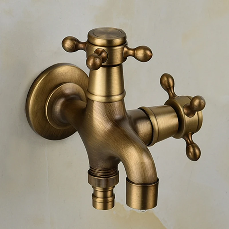 Двойные поперечные ручки настенные краны для стиральной машины Античная