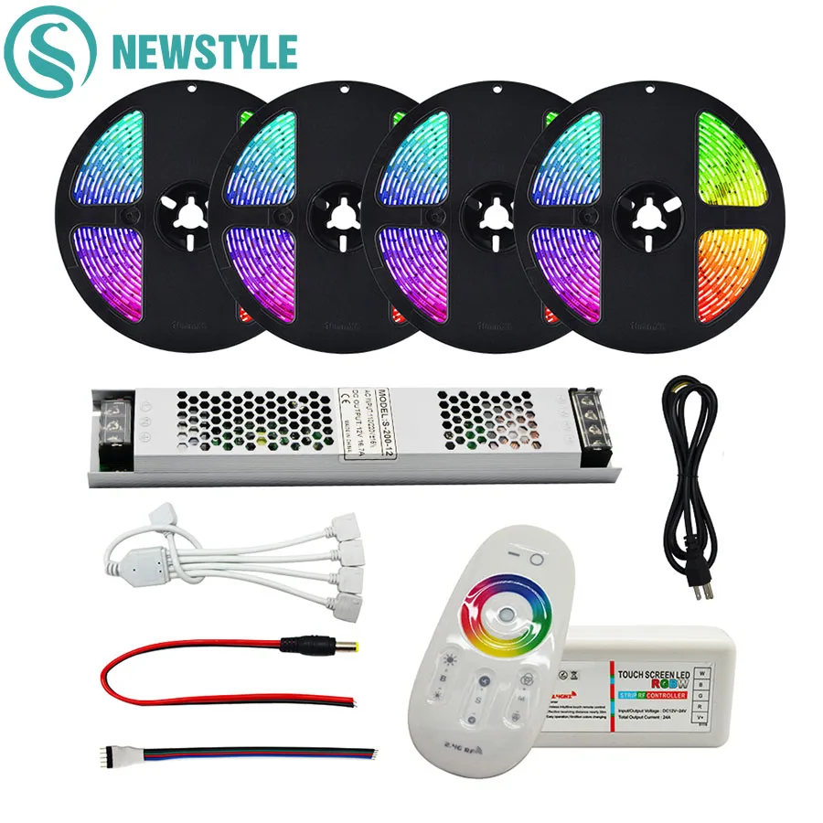 

Набор светодиодных лент 5050, 12 В, RGBW/RGBWW, водонепроницаемые, 60 светодиодов/м, гибкая светодиодная лента, Радиочастотный пульт дистанционного у...