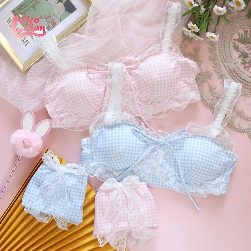 Милый милый удобный комплект с бюстгальтером в японском стиле для девочек без