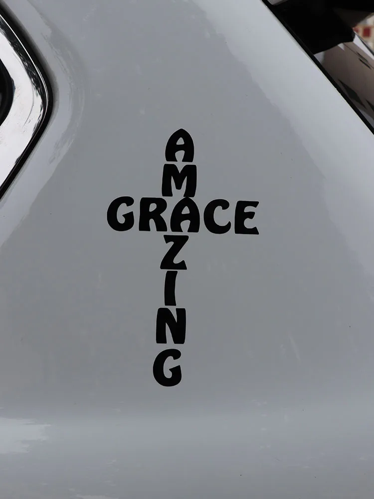 

ZTTZDY 11.9CM*20CM Cross Amazing Grace Creative Vinyl Decals Car Sticker Accessories ZJ2-0257