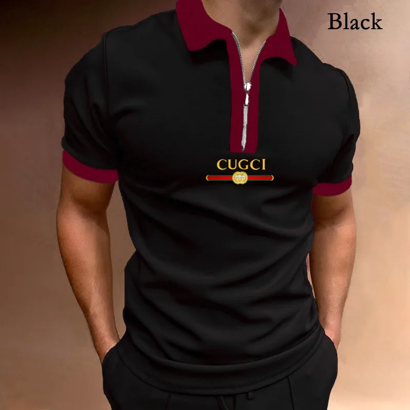 Мужская хлопковая рубашка поло на молнии с коротким рукавом|Поло| |