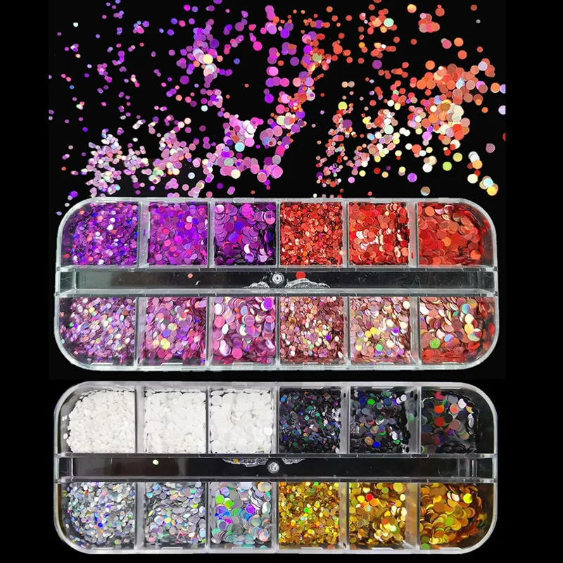 1 коробка для дизайна ногтей красочные хлопья голографические блёстки Палитра