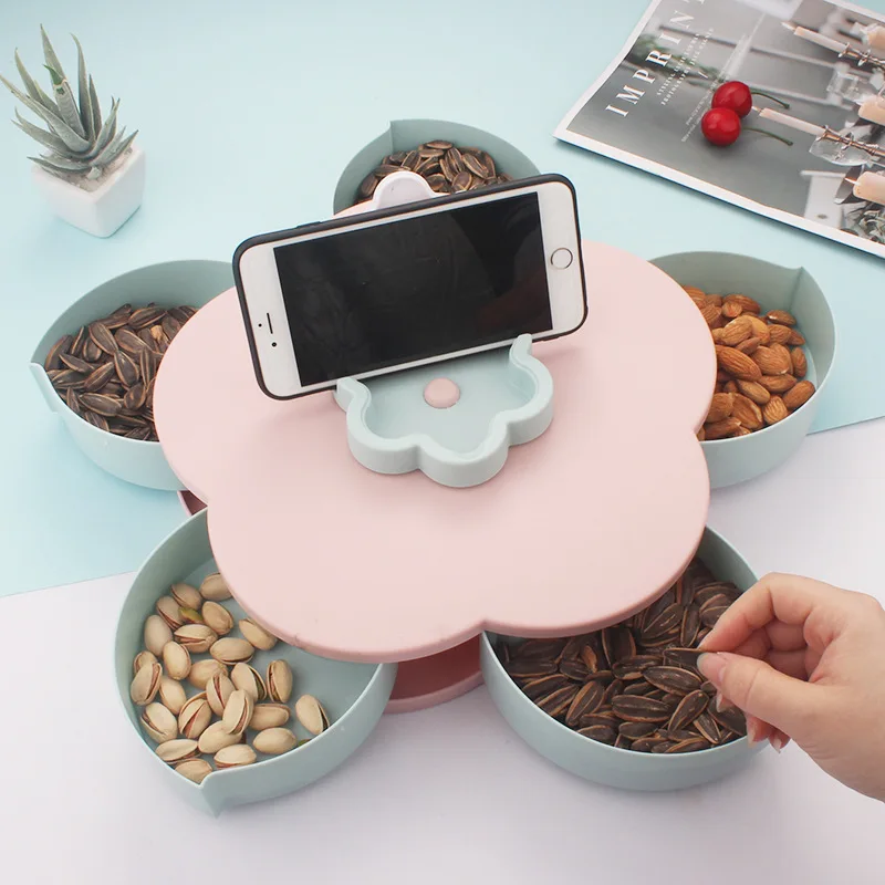 Двухслойная вращающаяся коробочка для конфет в форме лепестка мыльница поднос